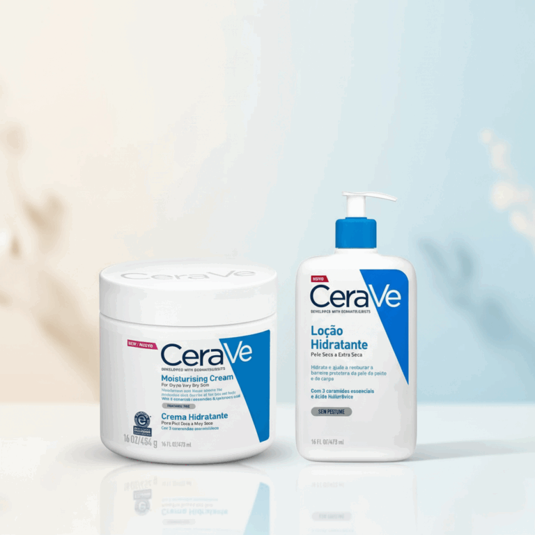 A principal diferença entre a Loção Hidratante CeraVe e o Creme Hidratante CeraVe está na textura e no nível de hidratação. A Loção é leve, fluida e absorve rápido, indicada para peles normais a secas. Já o Creme é mais denso, nutritivo e oferece hidratação intensa, ideal para peles secas a extrassecas e áreas bem ressecadas.