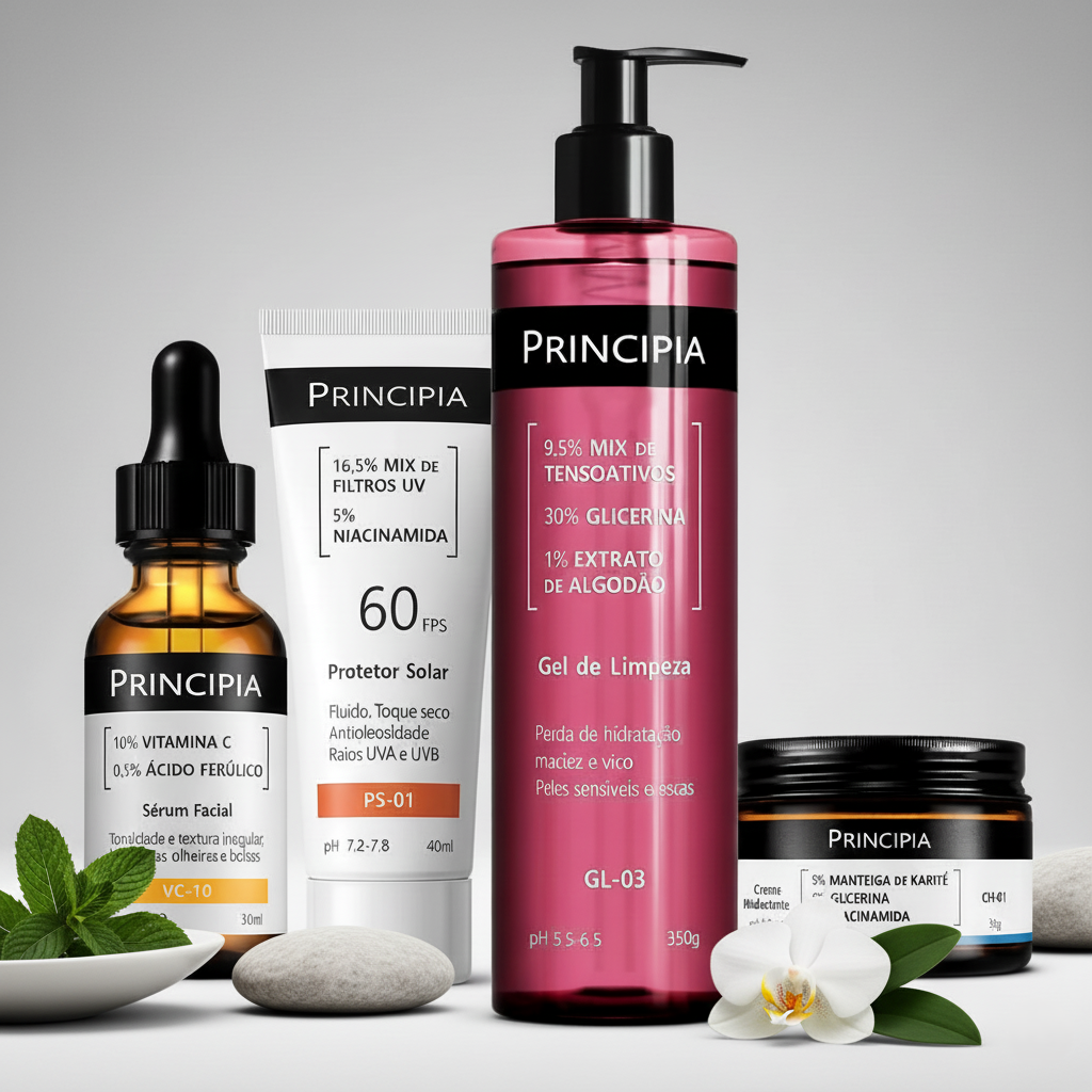 Kit Essencial GL03 Principia: limpeza, antioxidante, hidratação e proteção em uma rotina completa