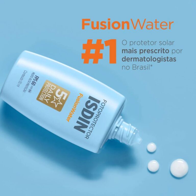 Descubra por que o ISDIN Fusion Water é o queridinho dos protetores solares: textura leve, alta proteção e zero ardência nos olhos!