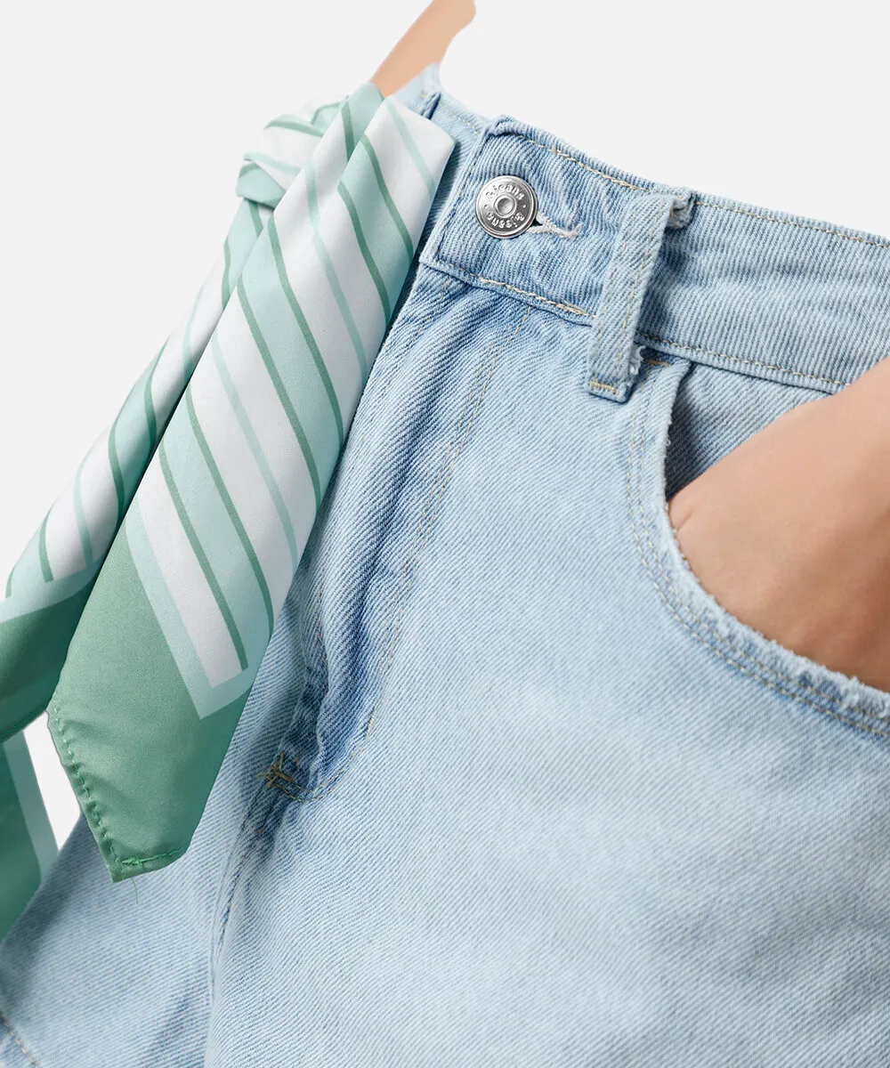 Short Feminino Jeans com Lenço Azul
