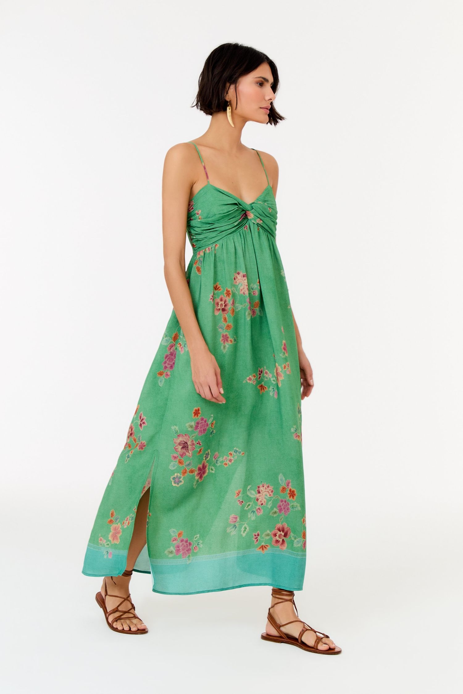 Vestido Midi Sem Manga Estampa Bliss